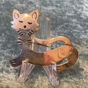 Sterling Silver Cat in Bow Tie Pin, 925 TS01 Mexico